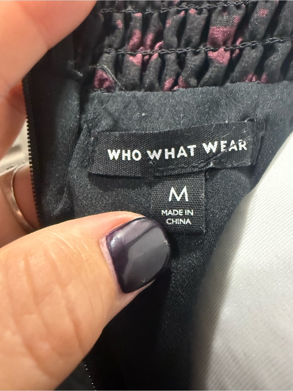 Who What Wear Black Midi Dress with Burgundy Dot Print - Picture 5 of 5